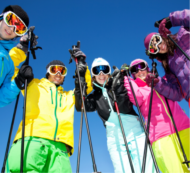 groupe d'amis ski